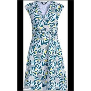 NEW Lands 2X End Cotton Modal Jersey V-Neck Angel Fish Fit & Flare Pull On Dress